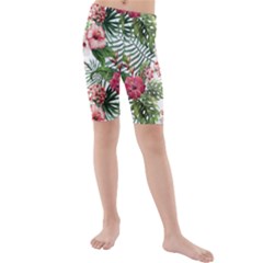 Tropical Flowers Kids  Mid Length Swim Shorts by goljakoff