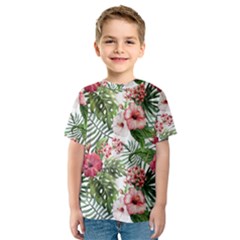 Tropical Flowers Kids  Sport Mesh Tee