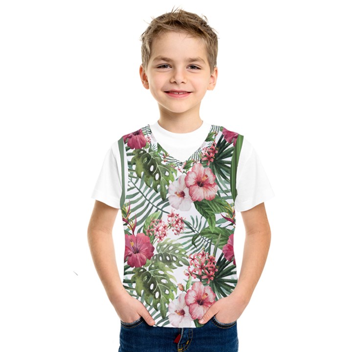 Tropical flowers Kids  Basketball Tank Top