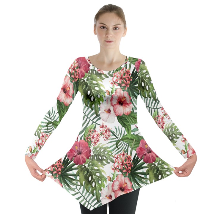 Tropical flowers Long Sleeve Tunic 