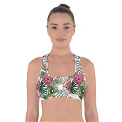 Tropical Flowers Cross Back Sports Bra by goljakoff