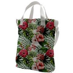 Tropical Flowers Canvas Messenger Bag by goljakoff