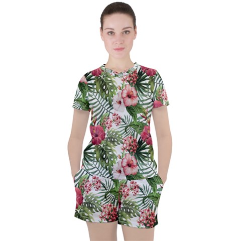 Tropical Flowers Women s Tee And Shorts Set by goljakoff