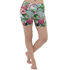 Tropical Flowers Lightweight Velour Yoga Shorts by goljakoff