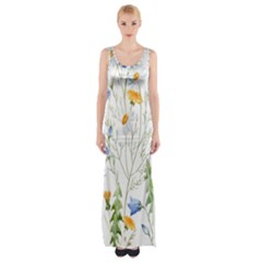 Summer Flowers Thigh Split Maxi Dress by goljakoff