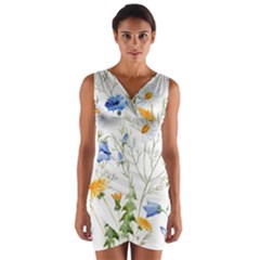 Summer Flowers Wrap Front Bodycon Dress by goljakoff