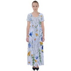 Summer Flowers High Waist Short Sleeve Maxi Dress by goljakoff