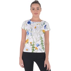 Summer Flowers Short Sleeve Sports Top  by goljakoff