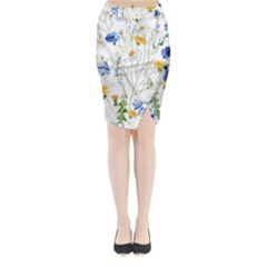 Summer Flowers Midi Wrap Pencil Skirt by goljakoff