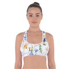 Summer Flowers Cross Back Sports Bra by goljakoff