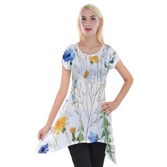 Summer Flowers Short Sleeve Side Drop Tunic by goljakoff