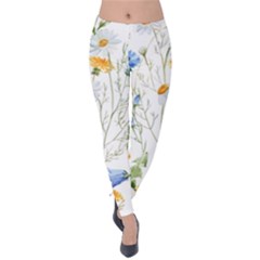 Summer Flowers Velvet Leggings by goljakoff