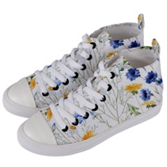 Summer Flowers Women s Mid-top Canvas Sneakers by goljakoff