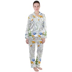 Summer Flowers Satin Long Sleeve Pyjamas Set by goljakoff