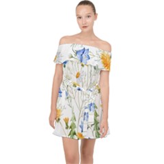 Summer Flowers Off Shoulder Chiffon Dress by goljakoff