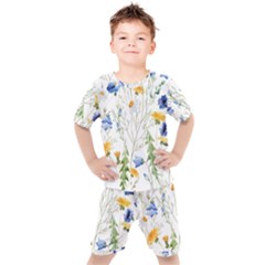 Summer Flowers Kids  Tee And Shorts Set by goljakoff