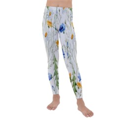 Summer Flowers Kids  Lightweight Velour Leggings by goljakoff