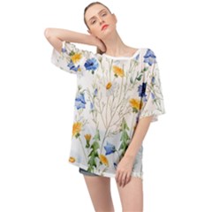 Summer Flowers Oversized Chiffon Top by goljakoff