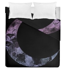 Floral Pink And Purple Moon Duvet Cover Double Side (queen Size) by Dazzleway