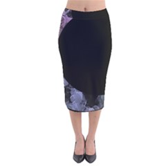 Floral Pink And Purple Moon Velvet Midi Pencil Skirt by Dazzleway