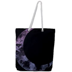 Floral Pink And Purple Moon Full Print Rope Handle Tote (large) by Dazzleway