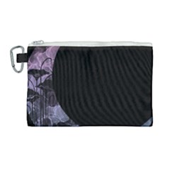 Floral Pink And Purple Moon Canvas Cosmetic Bag (large) by Dazzleway