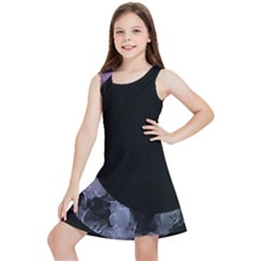 Floral Pink And Purple Moon Kids  Lightweight Sleeveless Dress by Dazzleway