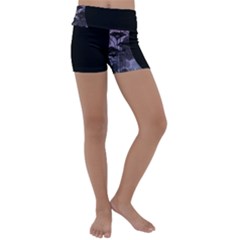 Floral Pink And Purple Moon Kids  Lightweight Velour Yoga Shorts by Dazzleway