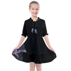 Floral Pink And Purple Moon Kids  All Frills Chiffon Dress by Dazzleway