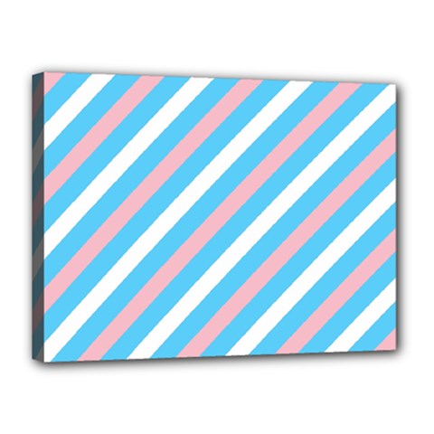 Transgender Pride Diagonal Stripes Pattern Canvas 16  X 12  (stretched) by VernenInk