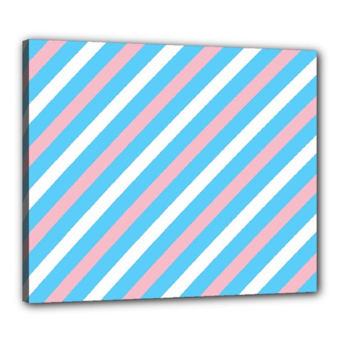 Transgender Pride Diagonal Stripes Pattern Canvas 24  X 20  (stretched) by VernenInk