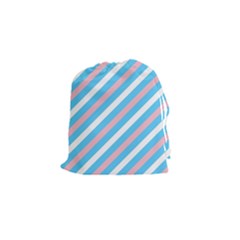 Transgender Pride Diagonal Stripes Pattern Drawstring Pouch (small) by VernenInk