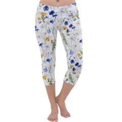 Summer Flowers Pattern Capri Yoga Leggings by goljakoff