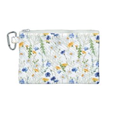 Summer Flowers Pattern Canvas Cosmetic Bag (medium) by goljakoff