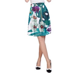 Tropical Flowers A-line Skirt by goljakoff