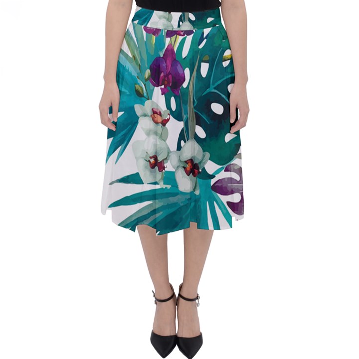 Tropical flowers Classic Midi Skirt