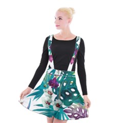 Tropical Flowers Suspender Skater Skirt by goljakoff