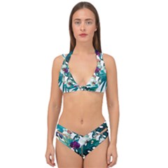 Tropical Flowers Double Strap Halter Bikini Set by goljakoff