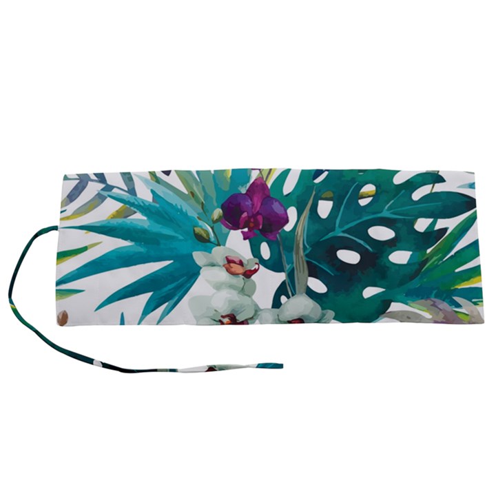 Tropical flowers Roll Up Canvas Pencil Holder (S)