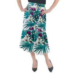 Tropical Flowers Midi Mermaid Skirt by goljakoff