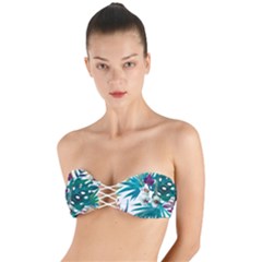 Tropical Flowers Twist Bandeau Bikini Top by goljakoff