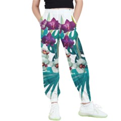 Tropical Flowers Kids  Elastic Waist Pants by goljakoff