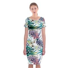 Tropical Flowers Pattern Classic Short Sleeve Midi Dress by goljakoff