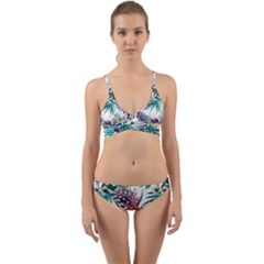 Tropical Flowers Pattern Wrap Around Bikini Set by goljakoff