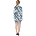 Tropical flowers pattern V-neck Bodycon Long Sleeve Dress View2