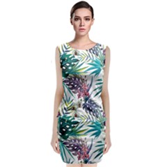 Tropical Flowers Pattern Sleeveless Velvet Midi Dress by goljakoff