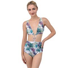 Tropical Flowers Pattern Tied Up Two Piece Swimsuit by goljakoff