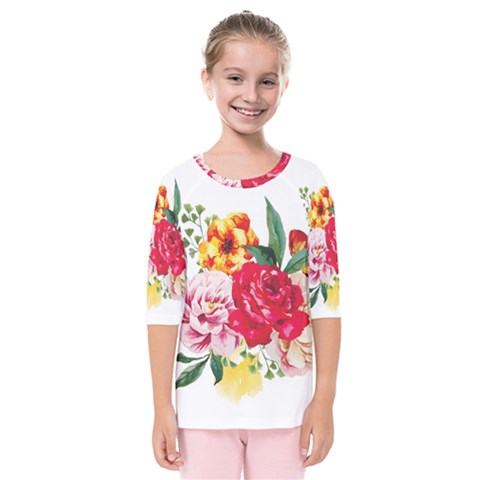 Garden Flowers Kids  Quarter Sleeve Raglan Tee by goljakoff