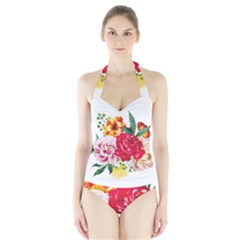 Garden Flowers Halter Swimsuit by goljakoff