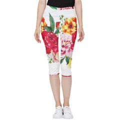 Garden Flowers Inside Out Lightweight Velour Capri Leggings  by goljakoff